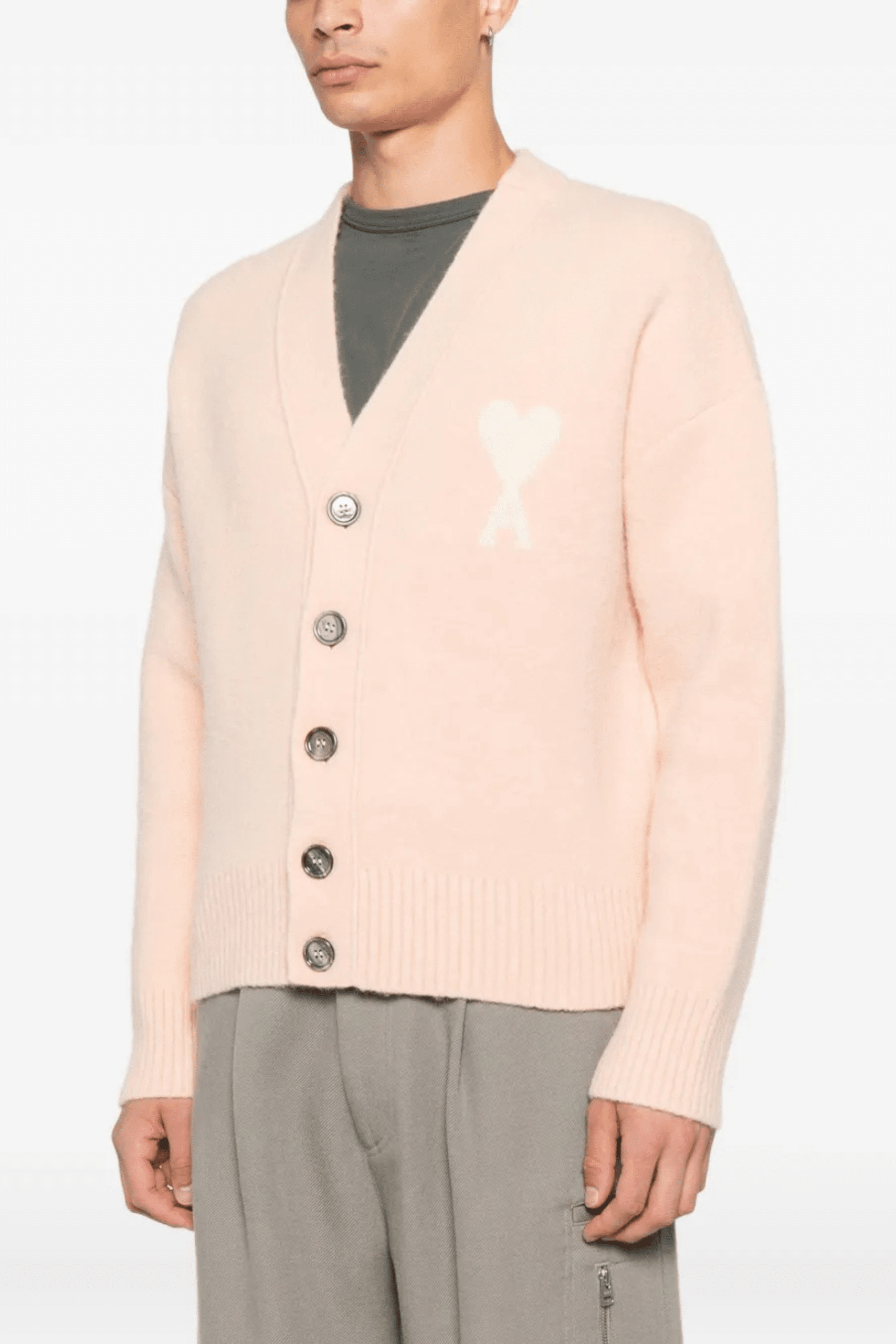 Cardigan Alpaga Poudre Cœur Écru