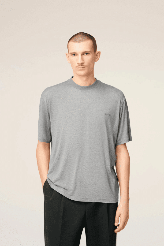 Tee-Shirt Gris Chiné Broderie Ami