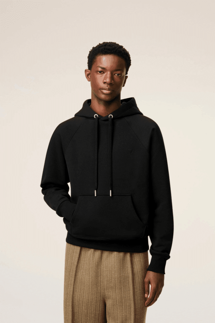 Hoodie Molleton Noir Cœur Embossé