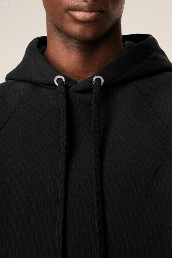 Hoodie Molleton Noir Cœur Embossé