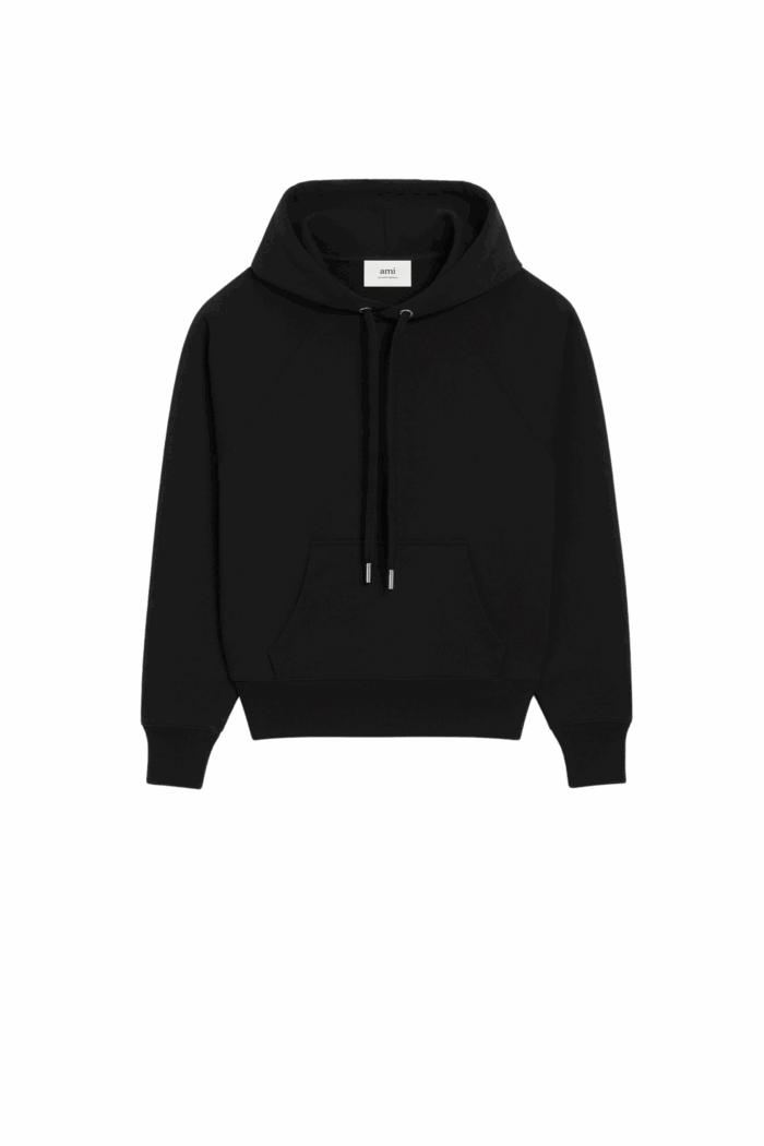 Hoodie Molleton Noir Cœur Embossé