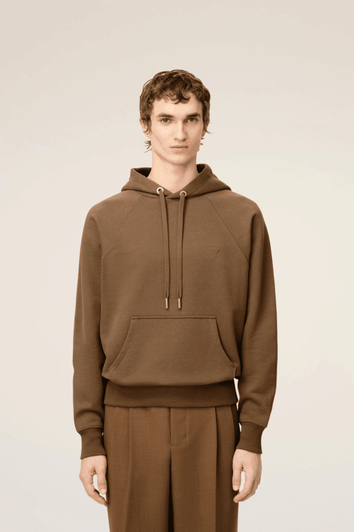 Hoodie Molleton Noisette Cœur Embossé