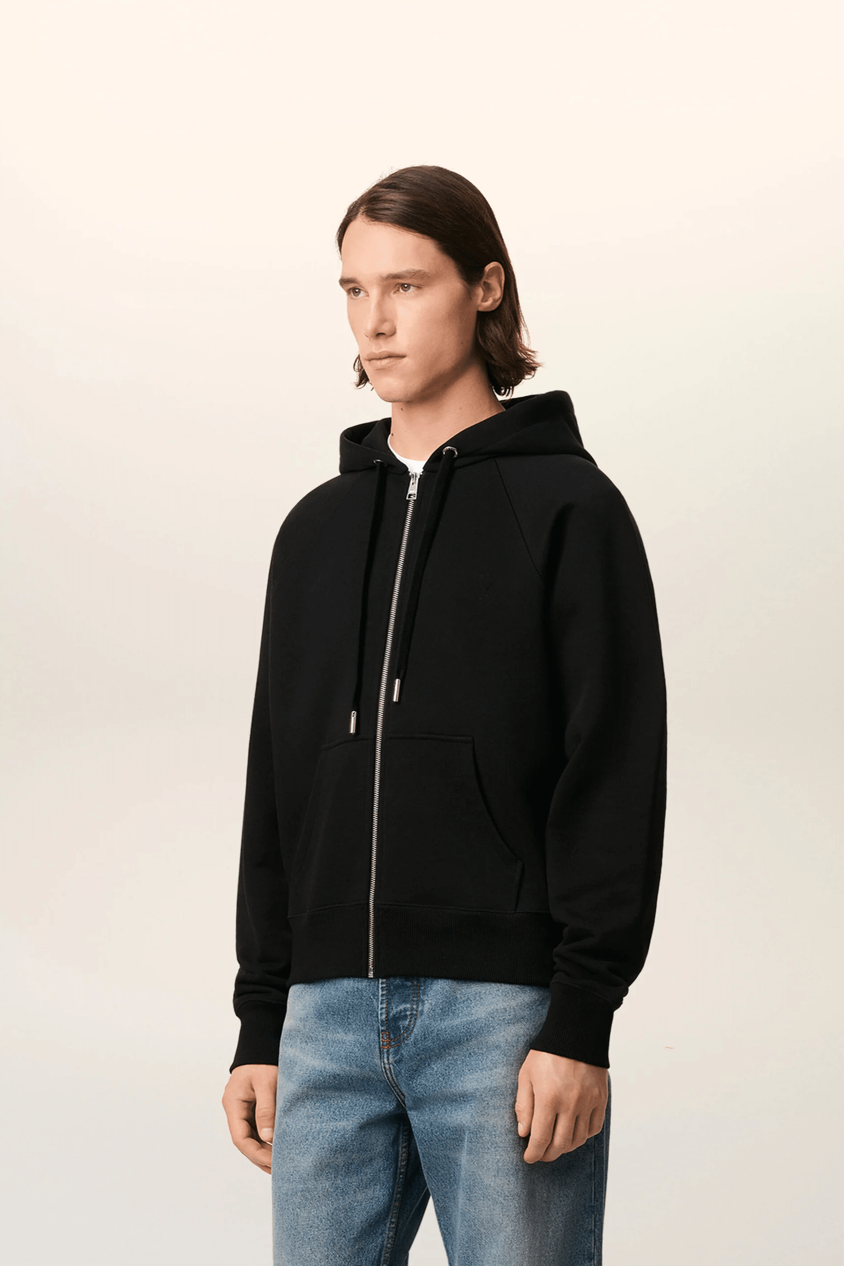 Hoodie Zippé Noir Cœur Embossé