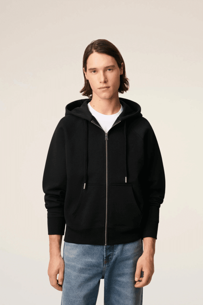 Hoodie Zippé Noir Cœur Embossé