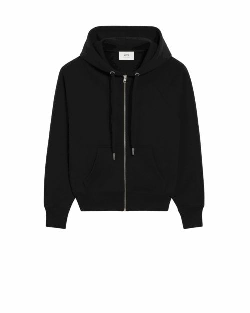 Hoodie Zippé Noir Cœur Embossé