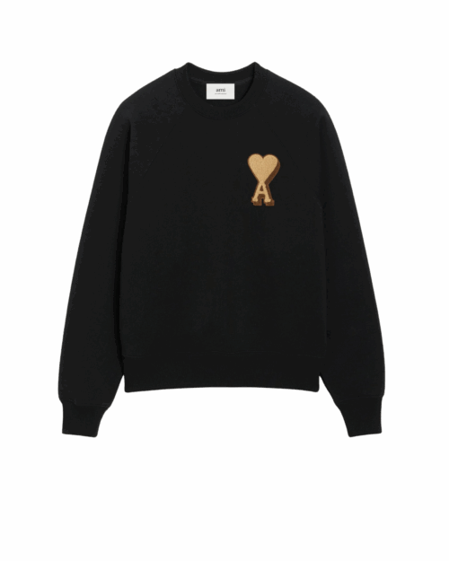 Sweat Noir Cœur Patch Beige