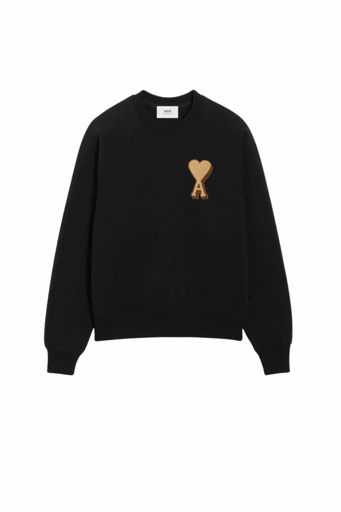 Sweat Noir Cœur Patch Beige