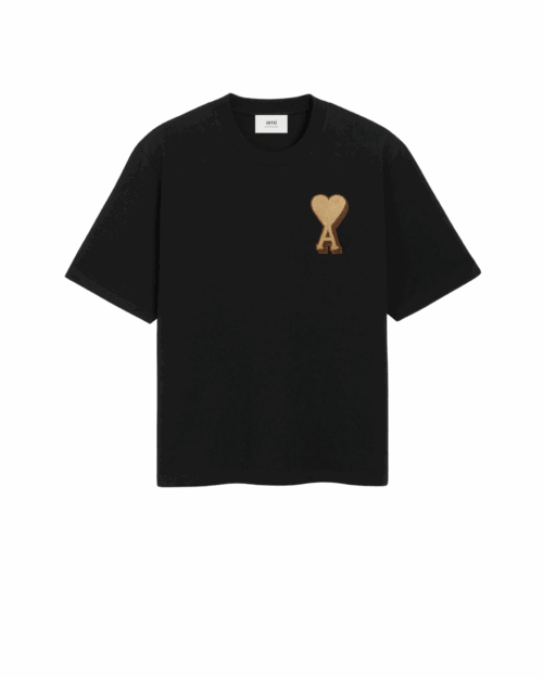 Tee-Shirt Noir Patch Cœur Contrasté