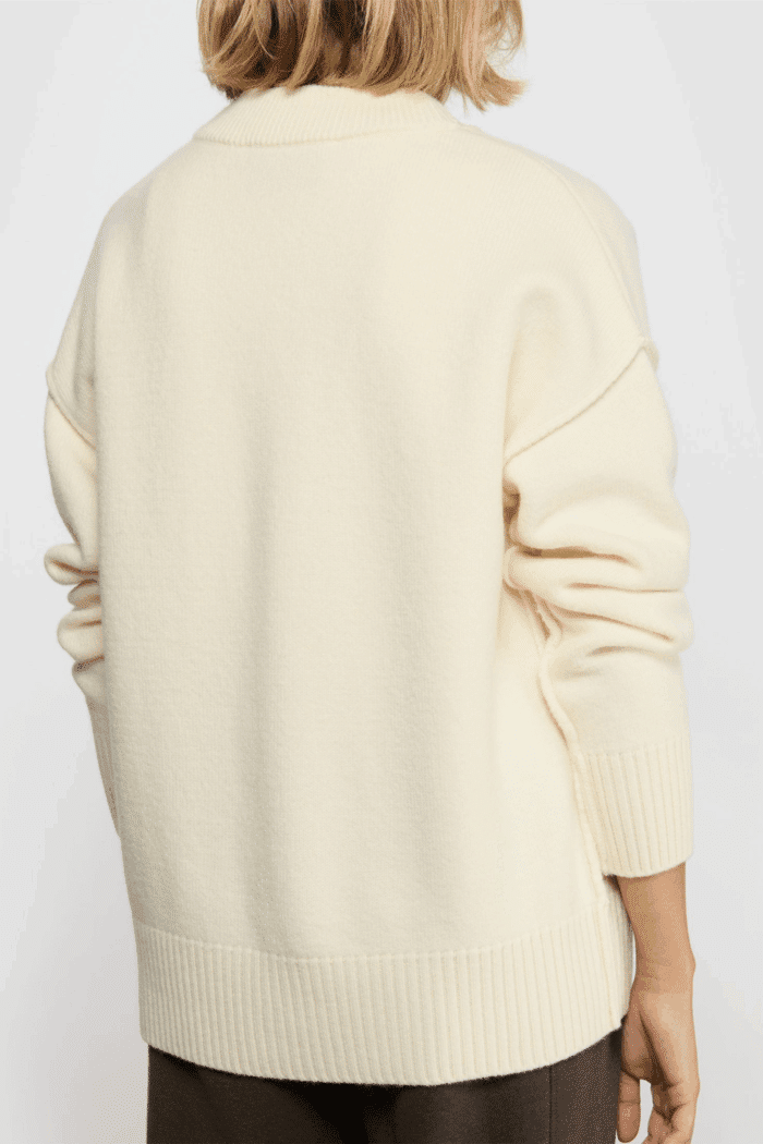 Cardigan Laine Écrue Cœur Noir