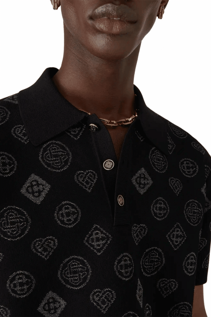 Polo Jacquard Monogrammé Noir