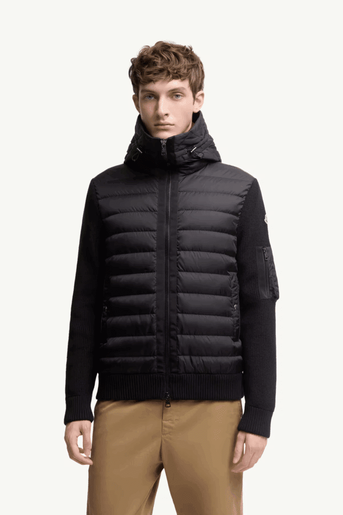 Cardigan Matelassé Laine et Acrylique Noir