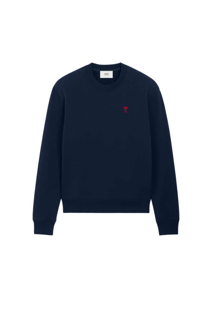 Sweat Coton Bleu Nuit Cœur Rouge
