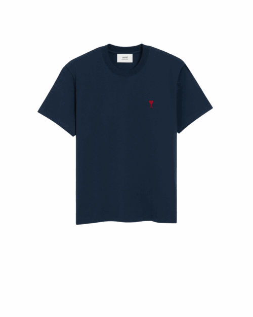 tee-shirt bleu nuit cœur rouge