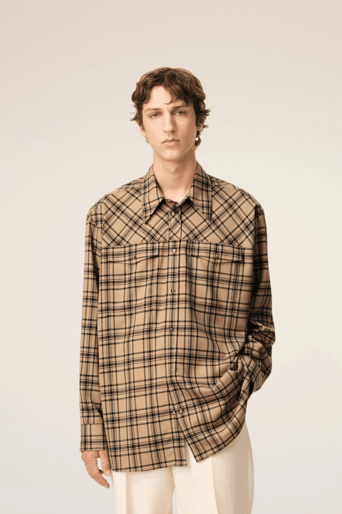 Chemise de Bucheron Laine Camel Noir
