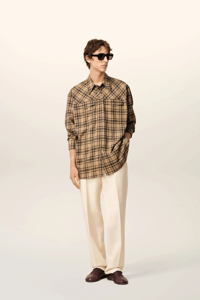 Chemise de Bucheron Laine Camel Noir