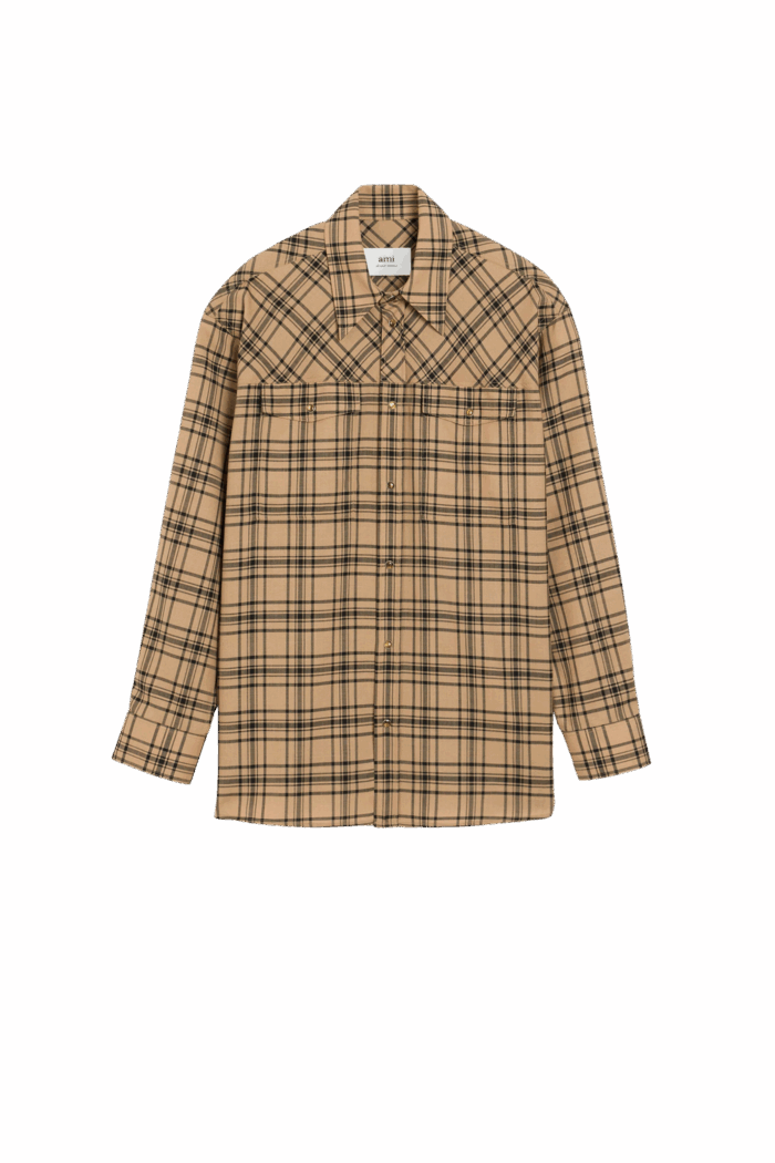 Chemise de Bucheron Laine Camel Noir