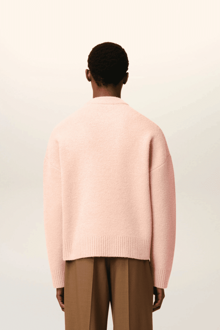 Pull Col Rond Alpaga Poudre Cœur Écru