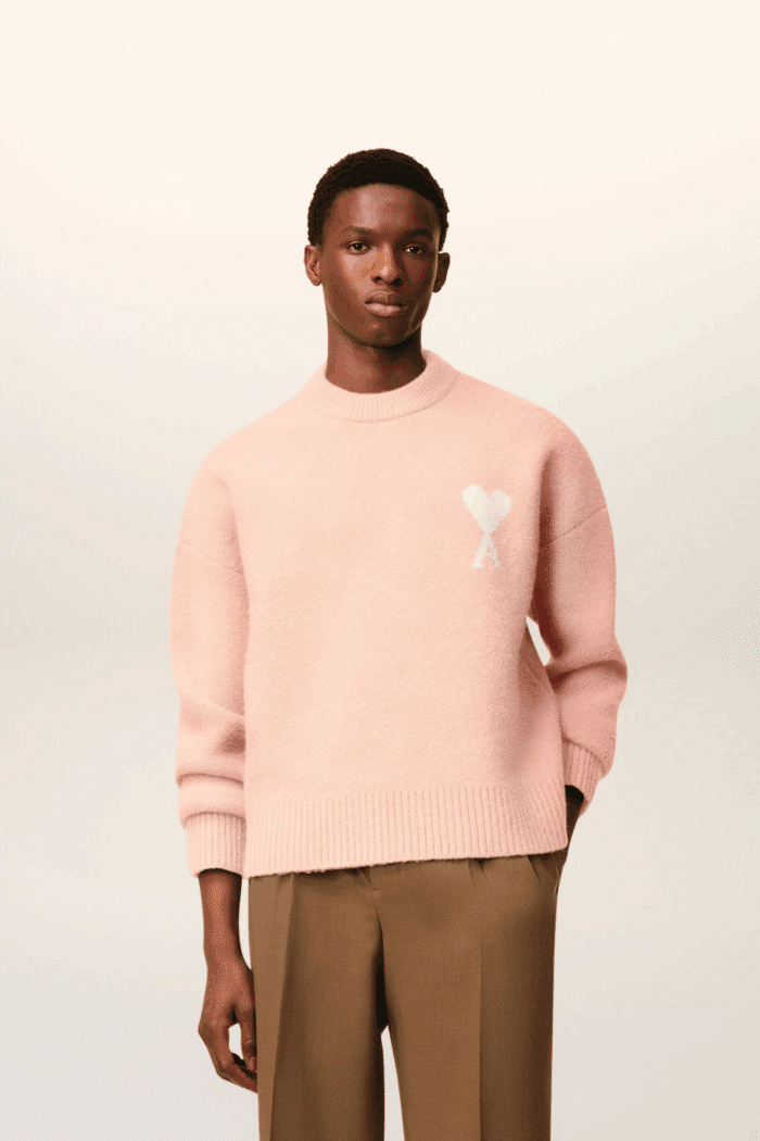 Pull Col Rond Alpaga Poudre Cœur Écru