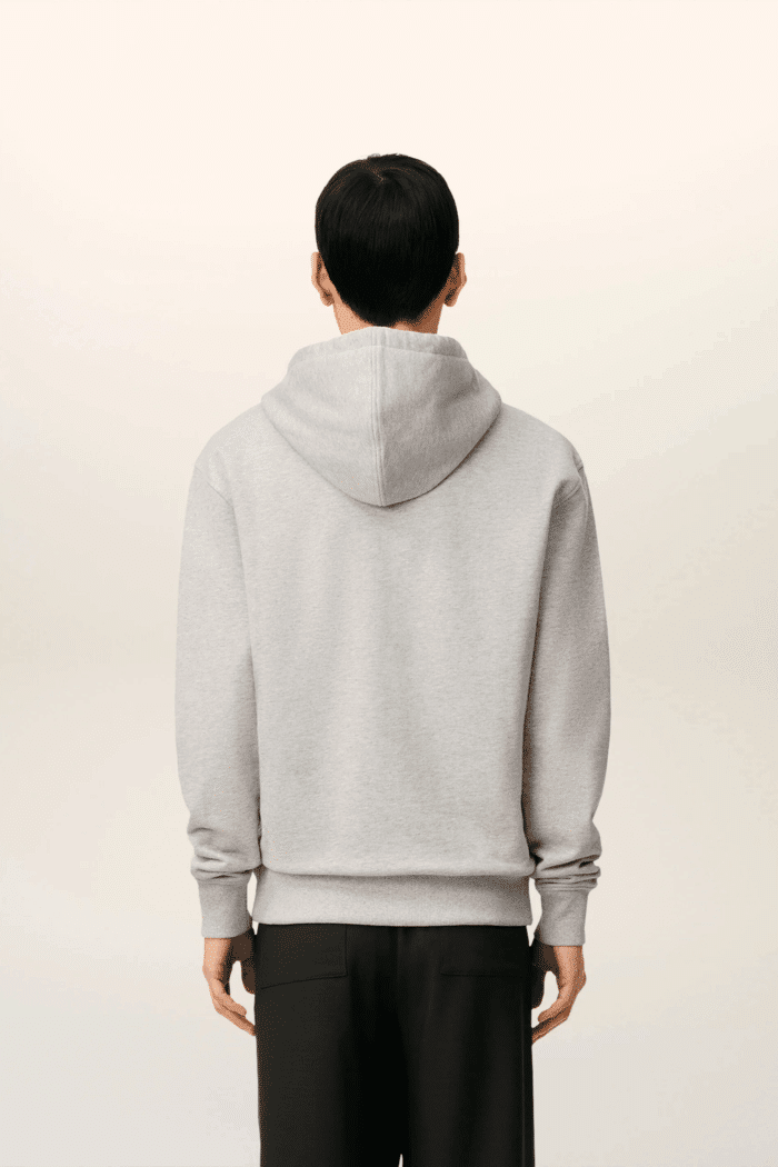 Hoodie Zippé Coton Gris Cœur Noir