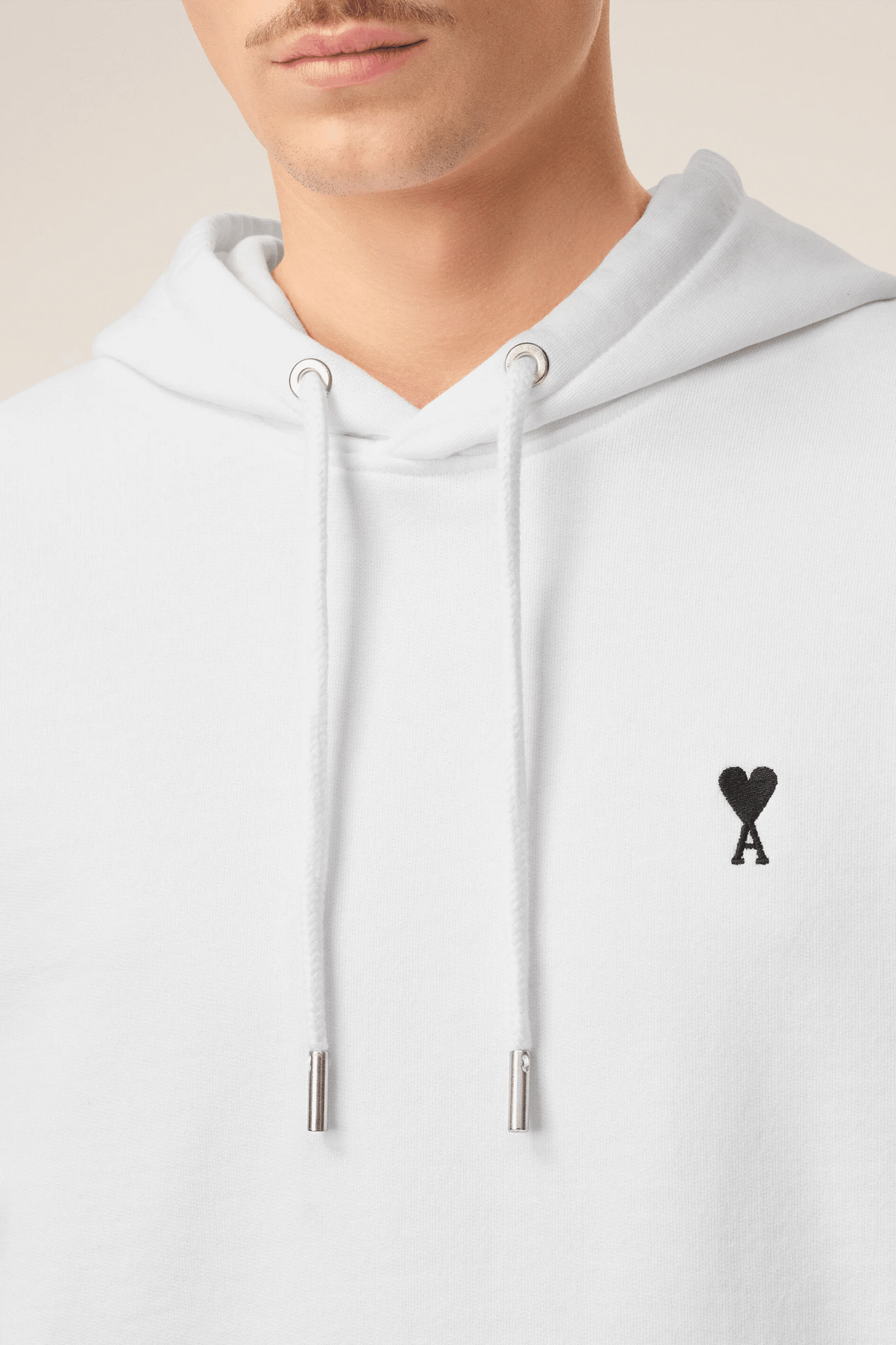 Hoodie Blanc Cœur Noir Coton
