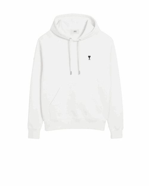 Hoodie Blanc Cœur Noir Coton