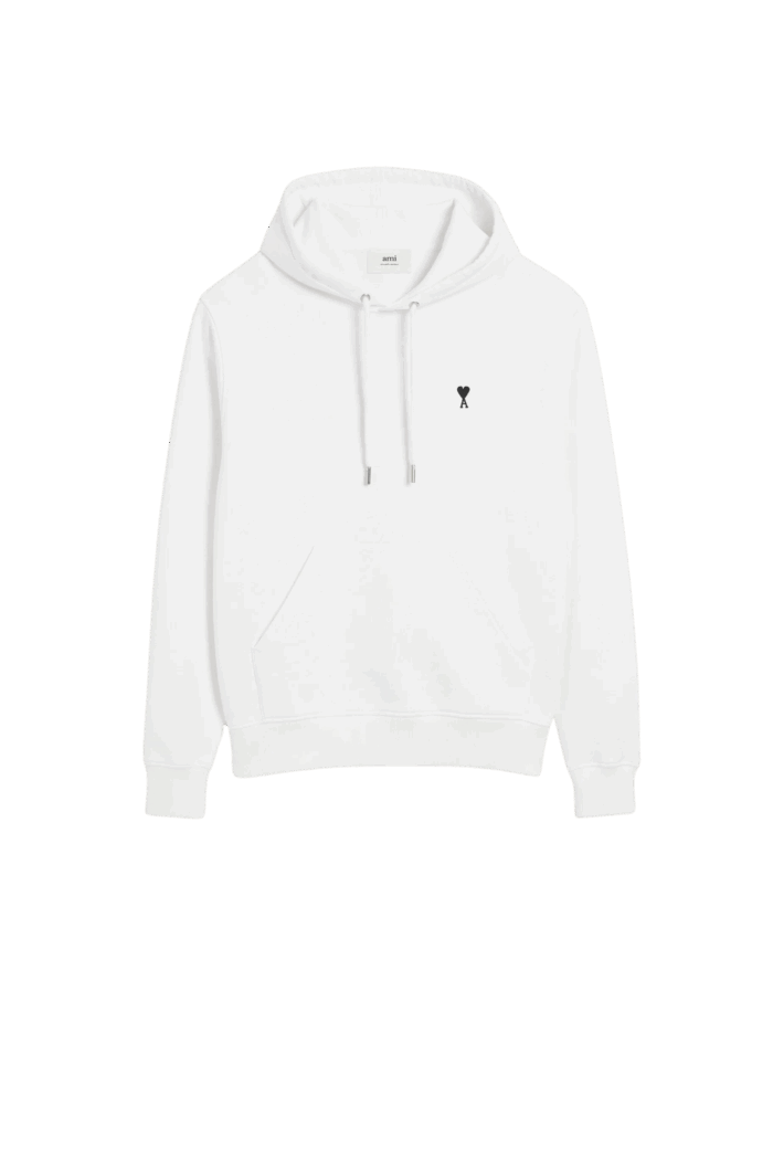 Hoodie Blanc Cœur Noir Coton