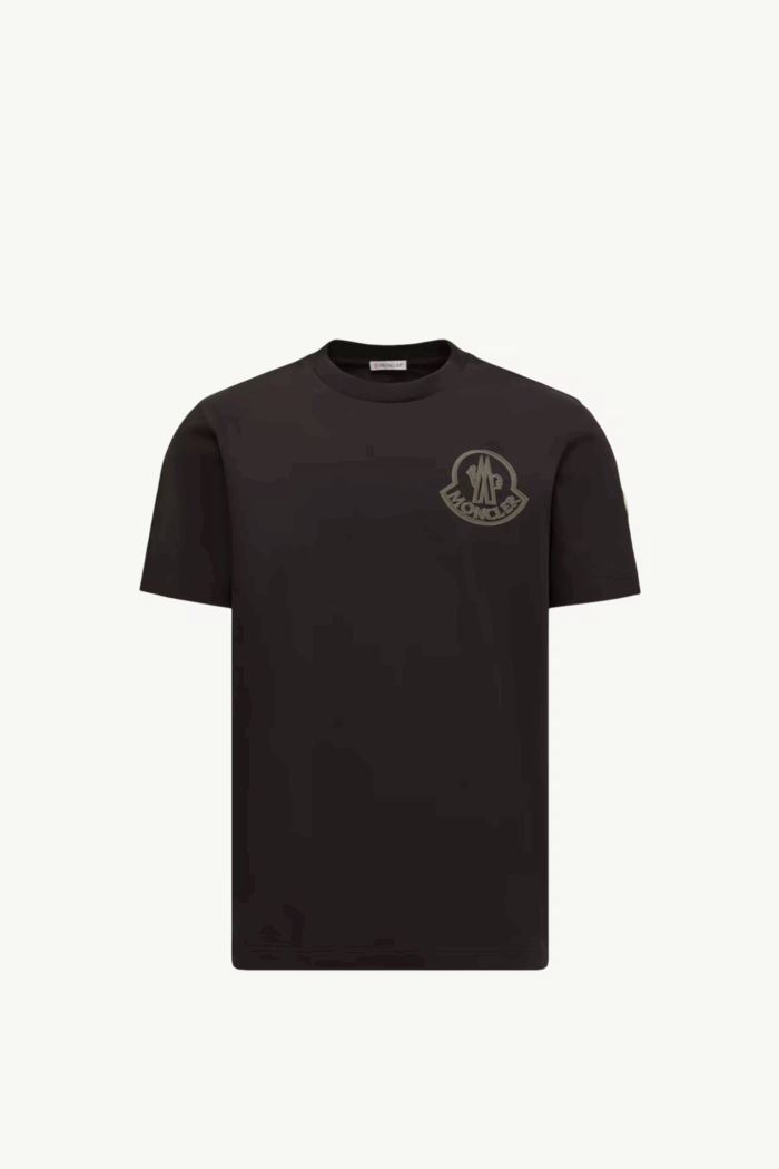 Tee-Shirt Noir Grand Logo Beige