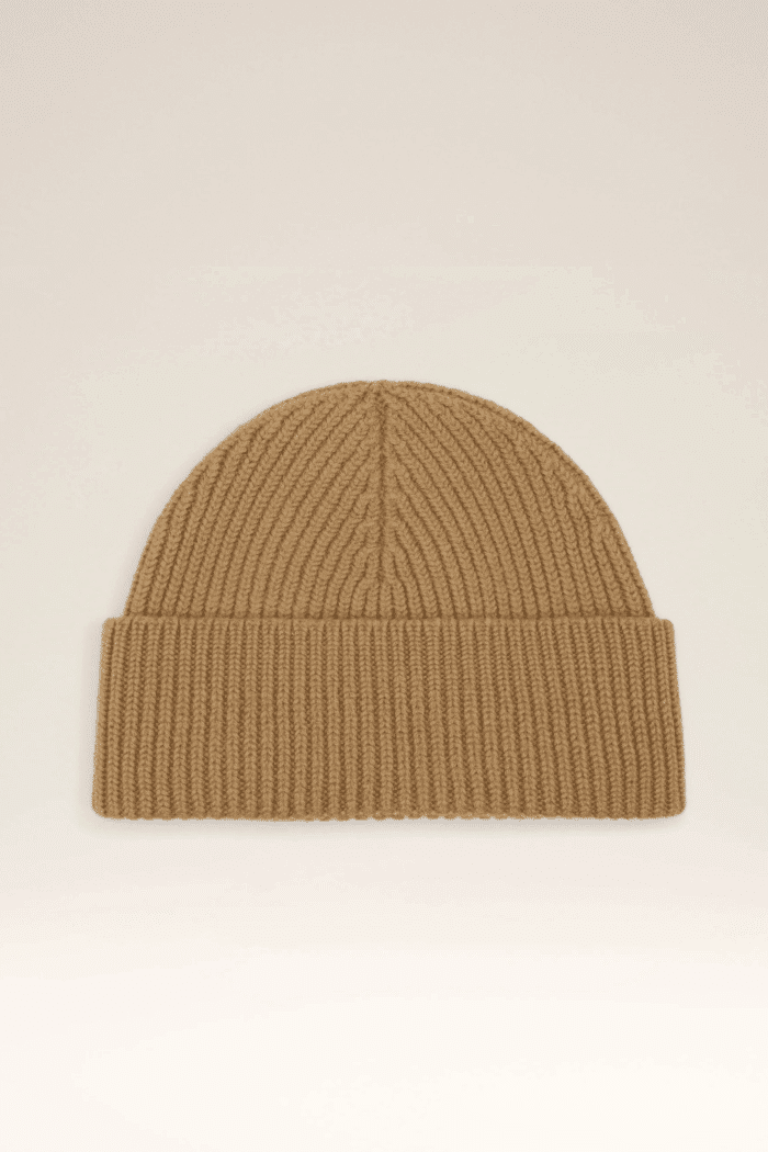 Bonnet Laine Camel Cœur Noir