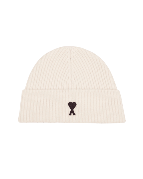 Bonnet Laine Écrue Cœur Noir