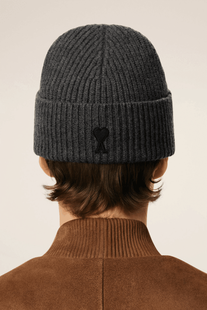 Bonnet Laine Grise Cœur Noir