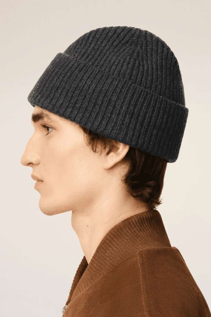 Bonnet Laine Grise Cœur Noir