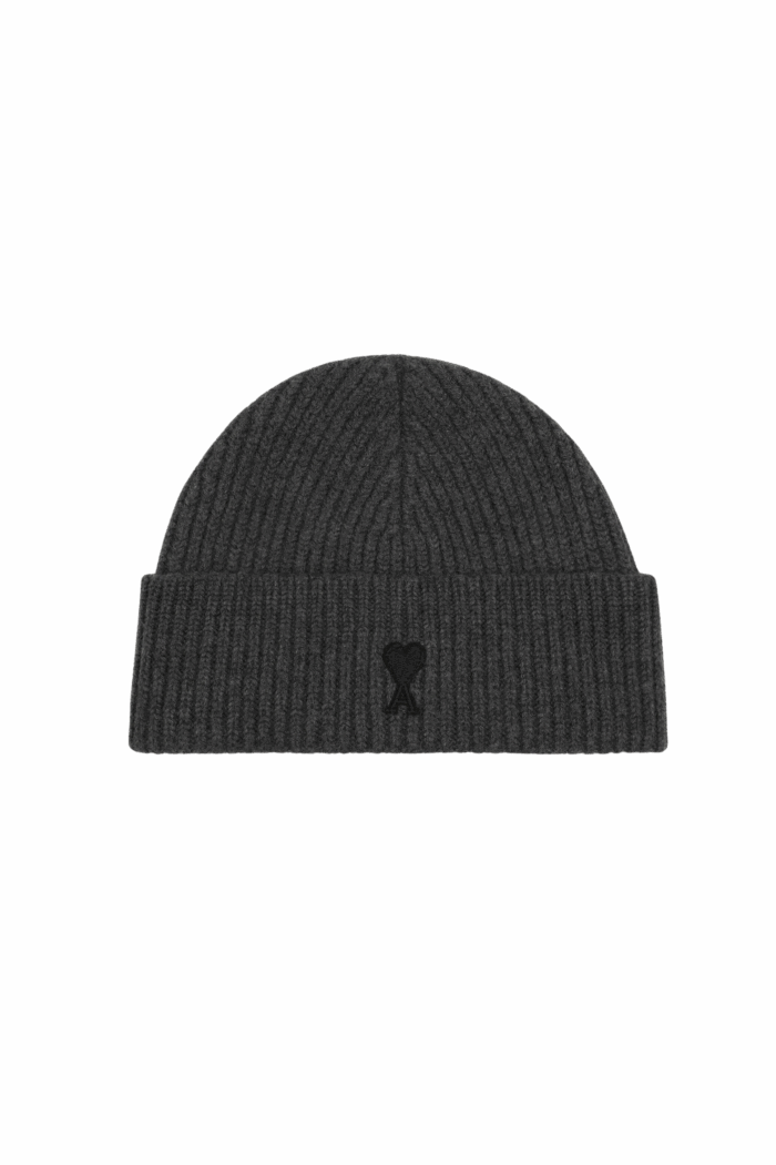Bonnet Laine Grise Cœur Noir