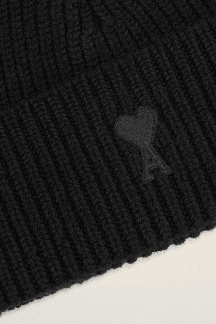 Bonnet Laine Noire Cœur Noir
