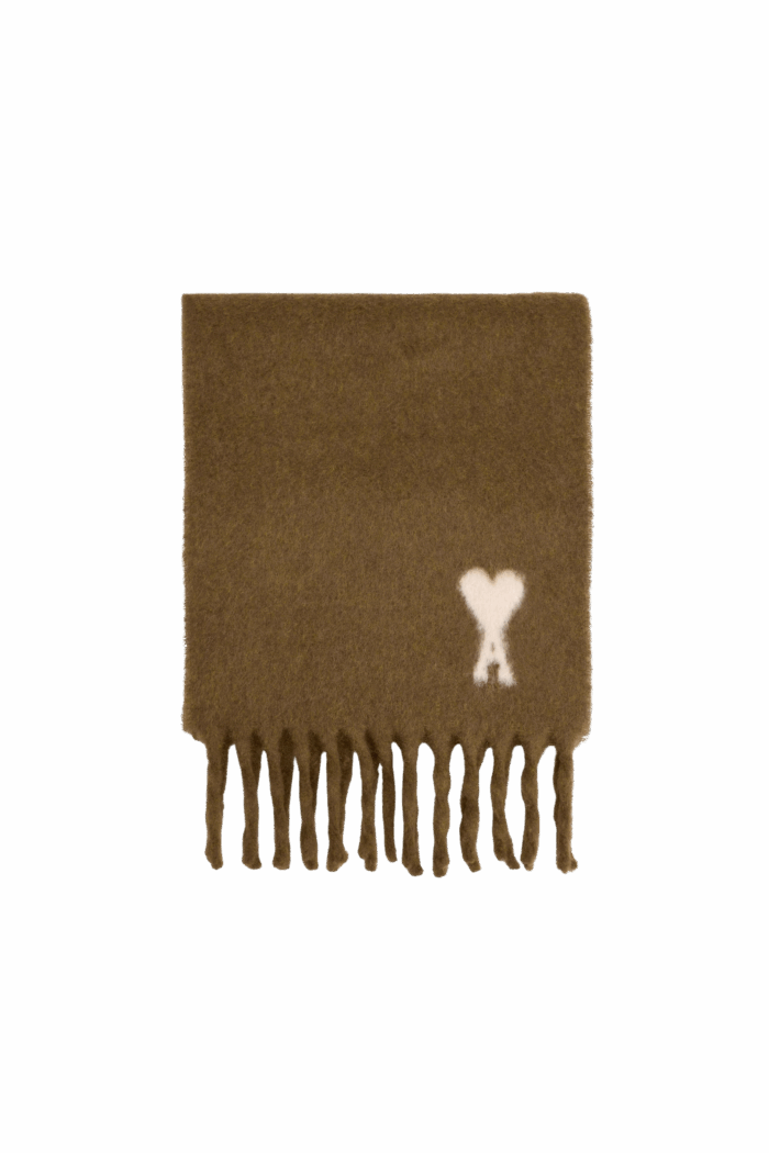 Écharpe Oversize Noisette Cœur Écru