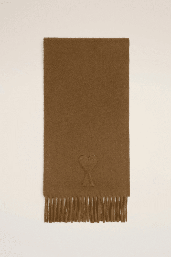 Écharpe Oversize Noisette Cœur Écru