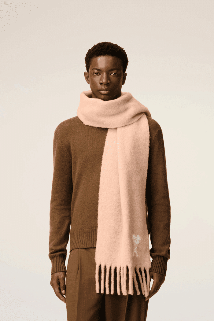 Écharpe Oversize Poudre Cœur Écru