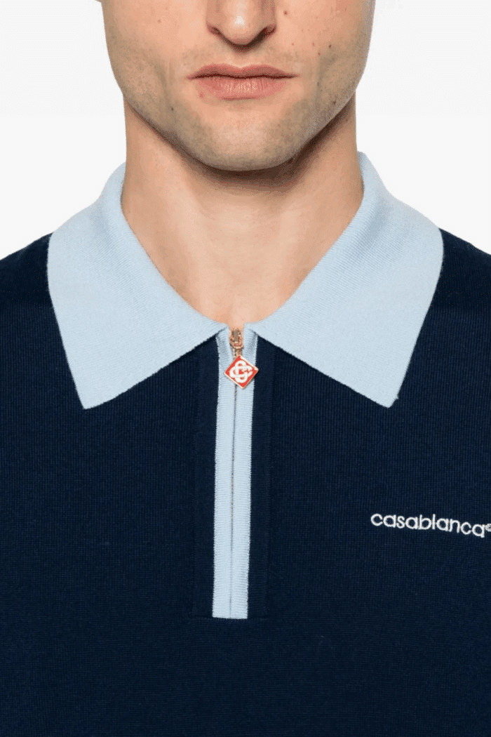 Polo Zippé Laine Bicolore