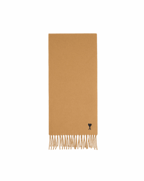 Écharpe Laine Camel Cœur Noir