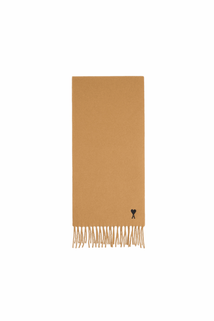 Écharpe Laine Camel Cœur Noir