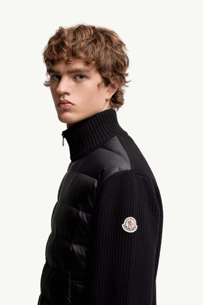 Cardigan Zippé Laine et Cachemire Noir