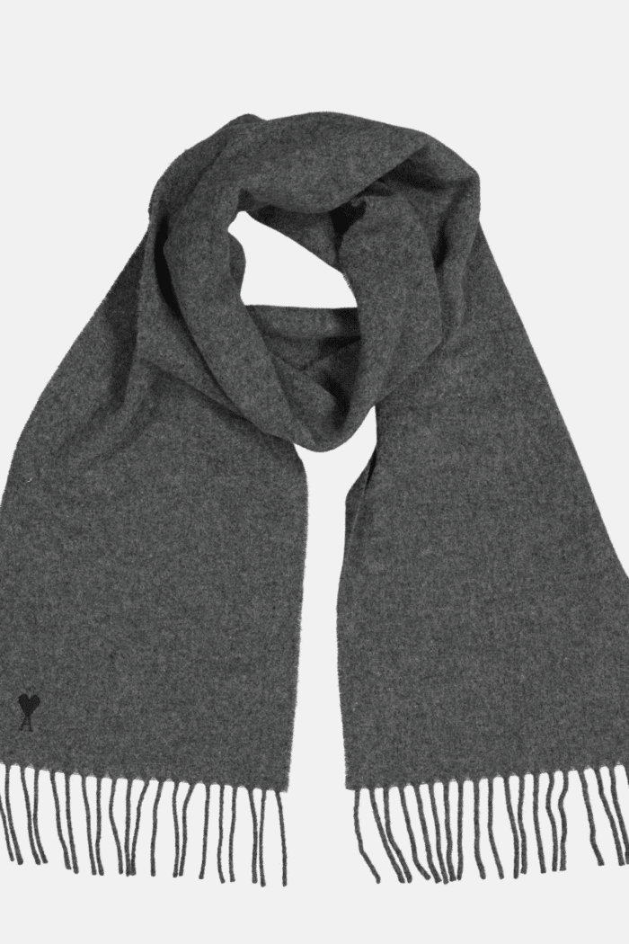 Écharpe Laine Gris Cœur Noir