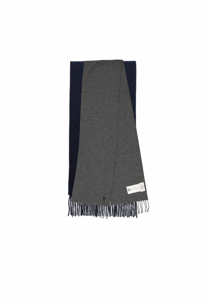 Écharpe Laine Gris Cœur Noir