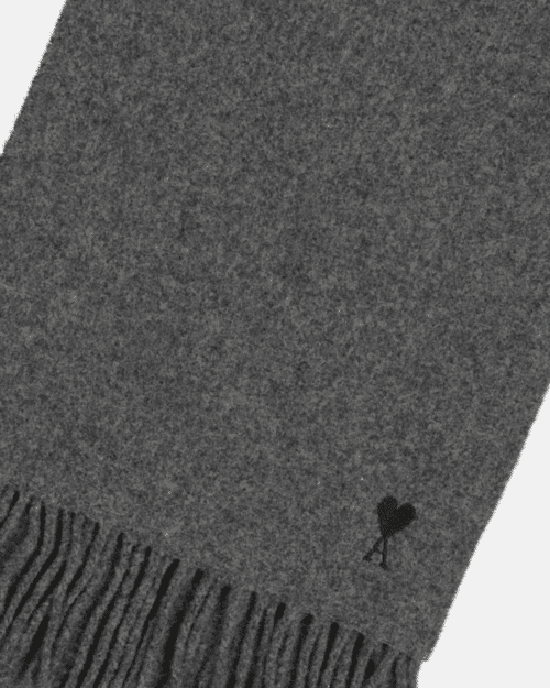 Écharpe Laine Gris Cœur Noir