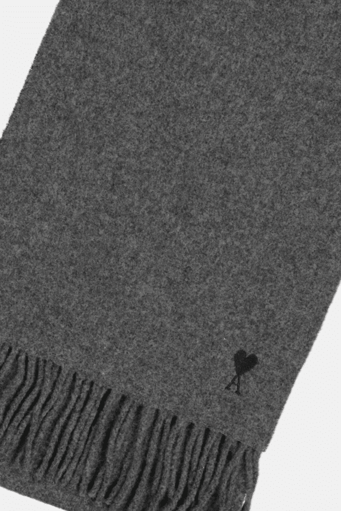 Écharpe Laine Gris Cœur Noir