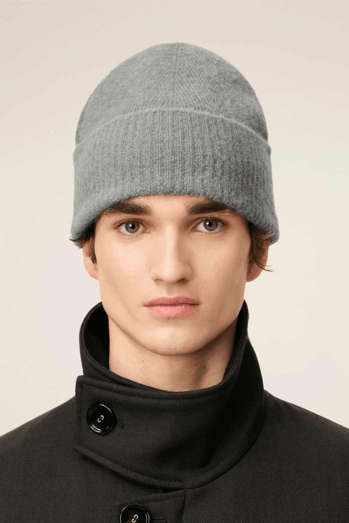 Bonnet Alpaga Gris Cœur Écru
