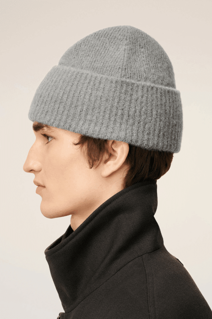 Bonnet Alpaga Gris Cœur Écru