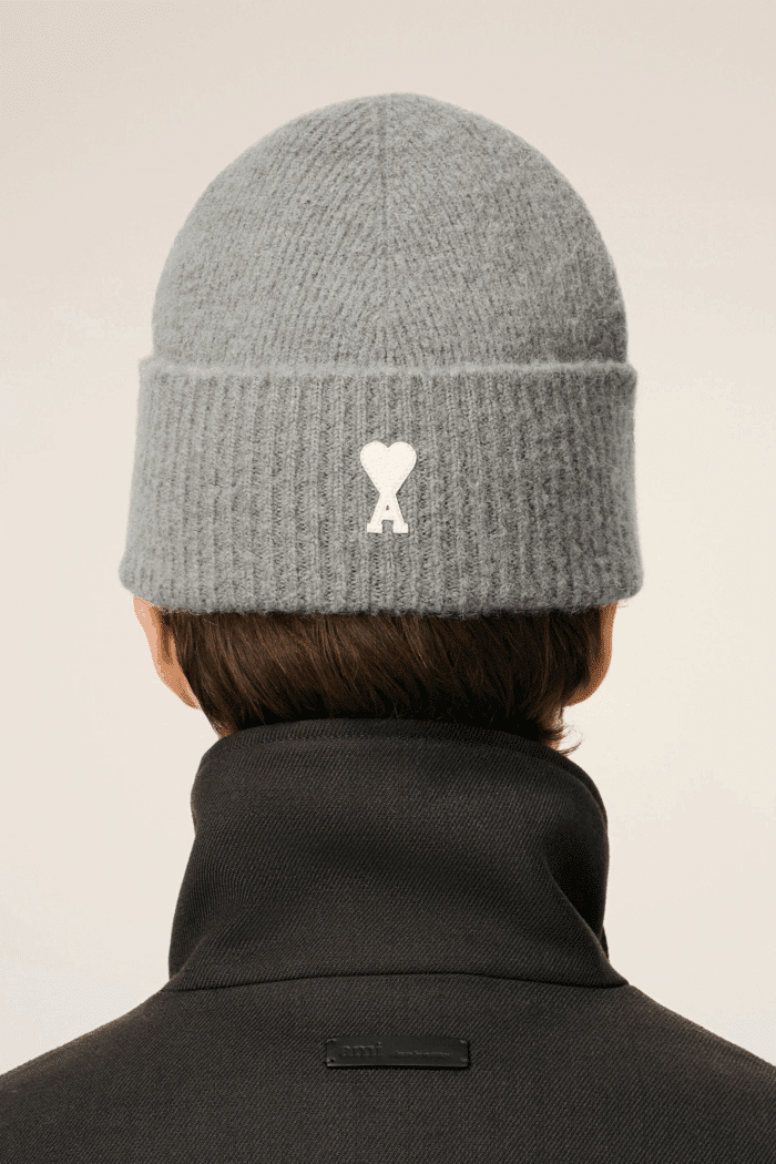 Bonnet Alpaga Gris Cœur Écru