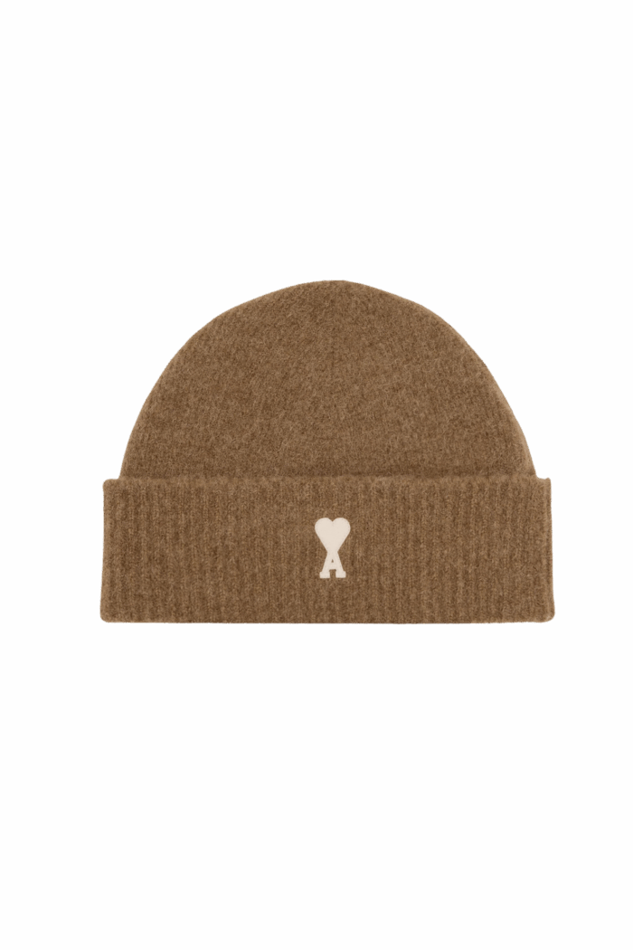 Bonnet Alpaga Noisette Cœur Écru