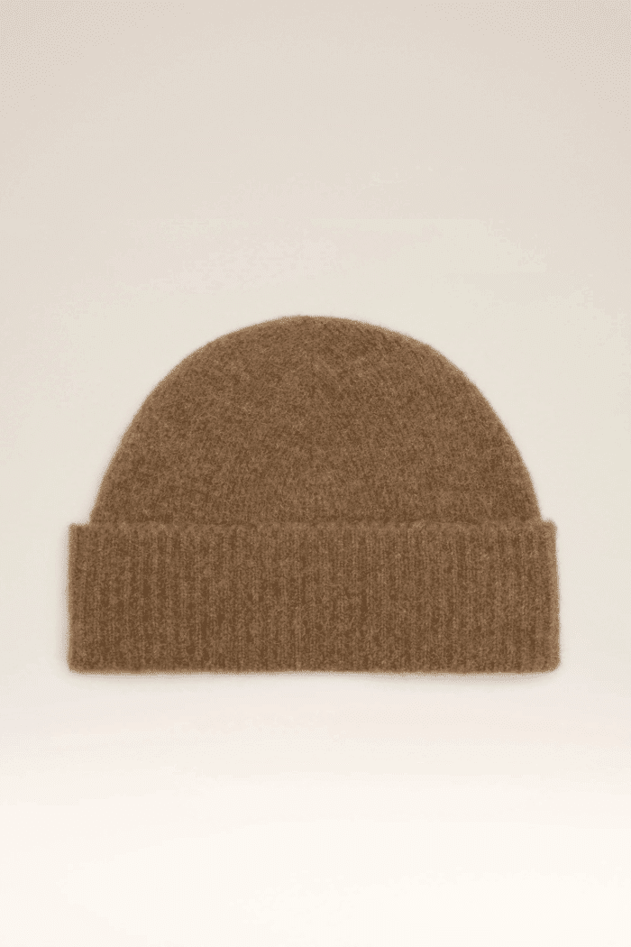 Bonnet Alpaga Noisette Cœur Écru
