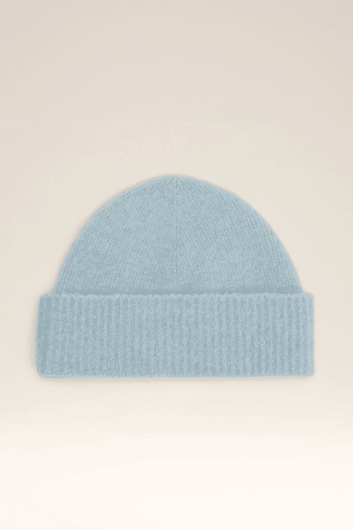 Bonnet Alpaga Ciel Cœur Écru